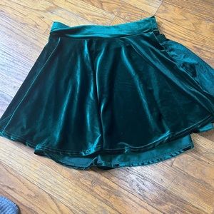 Green velvet skirt